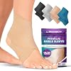 BraceAbility Ankle Compression Sleeve, Ankle Support Brace for Sprained Ankle, Swelling, Tendonitis, Foot Compression Wrap for Running, Ankle Support for Women and Men (Medium – Beige)