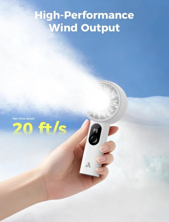 Aecooly Mighty Portable Fan, Powerful Handheld Fan, USB Rechargeable [10H Max Cooling Time], Mini Personal Battery Powered, Pocket for Travel, Summer, Gifts for Women, Girls -White - view 2