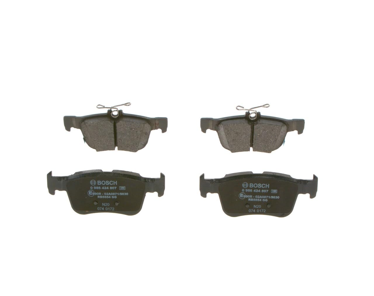 Bosch BP2420 - Brake Pads Car Rear Axle - Bosch Quality - Reduced Noise and Dust - ECE-R90 Certified - Copper-Free - 1 Set of 4 Pads