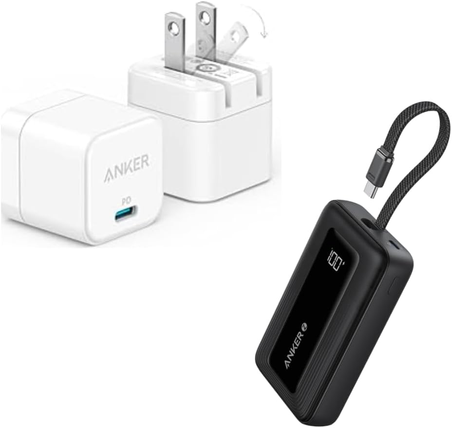 Anker 2-Pack Fast Charger with Anker Zolo Power Bank, 10,000mAh 30W High-Speed Portable Charger
