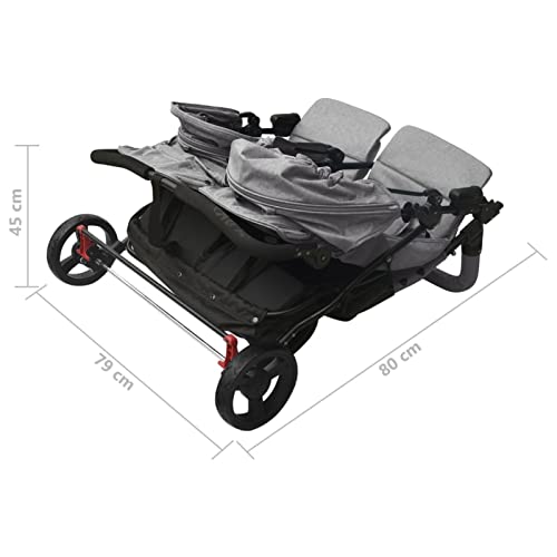 Hogotin Geschwisterwagen Kinderwagen Zwillinge Buggy Zwillinge Kinderwagen Geschwister Zwillingspuppenwagen Puppen Zwillingswagen Kinderbett Zwillinge Hellgrau Stahl