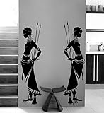 DXLING 63inch Tall Housewares Tribal Two African woman Wall Decal Vinyl Wall stickers home decor Living Room Morden Design Wall Art Mural A190 (Black)
