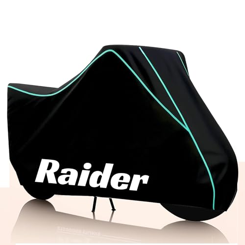 Image of Kayme Raider Water Resistance Bike Cover Heavy Duty Premium Taffeta Motorcycle Cover | UV Protection, Dustproof, All Weather, Scratchproof, Two Wheeler Body Cover with Elastic Bottom (Black Aqua)