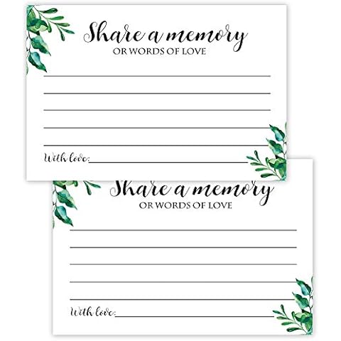 Giftideaworkshop 50 Greenery Share A Memory Cards for Celebration of Life Birthday Anniversary Memorial Funeral Graduation Bridal Shower Game, Guest Book Ideas, and Alternatives.4x6 Inches Cover