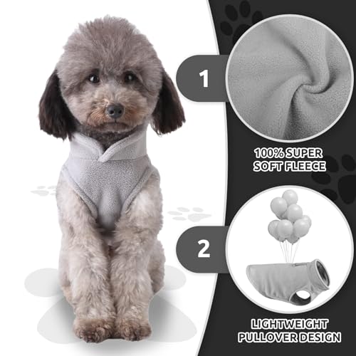 TenaLucy 2 Stücke Fleece-Weste mit Ring für die Leine, Hundepullover fur Kleine Katzen und Hunde, Warme und Weiche Hundepullover, Fleecepullover fur Kleine Katzen unds Hunde, für Welpen kleine (S)