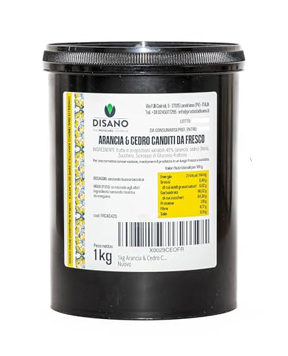1kg Arancia & Cedro Canditi a Cubetti. Frutta Italiana Naturale al 100%. Senza Coloranti, Senza Additivi, Senza Solfiti. In vasetto richiudibile da 1000 grammi. Perfetto per la Colomba di Pasqua.