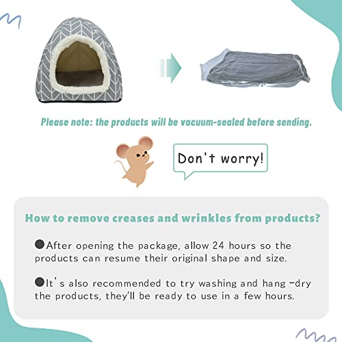 Tierecare Guinea Pig Hideout Hamster Bed Rabbit House Cave Accessories Cozy Hide-Out For Bunny Hedgehog Ferret Chinchilla&Other Small Animals (Grey) #TOP7
