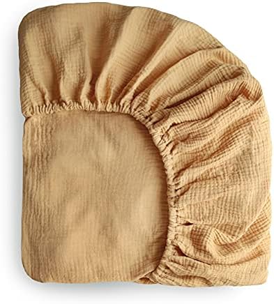 mushie Extra Soft Muslin Fitted Crib Sheet | 28"x 52" (Fall Yellow)