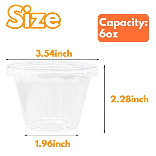 Tiaiidi 50 Pack Clear Cups with Lids,6 oz Plastic Disposable Cups with Flat Lids(No Hole),Crystal PET Dessert Party Cups for Smoothy\'s,Ice Cream,Fruits,Snack,Cold Drinks - Thumbnail 2