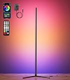 riyo Lámpara de Pie LED RGBIC, 146cm, 2400LM, 168 LEDs, Regulable 2800K-6500K, Sincronización de Música, Smart APP, para Salón, Gaming y Dormitorio