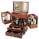 TIRYIUOU Makeup Organizer Countertop, Wooden Skin Care Organizer, Cosmetic Display Cases, Dresser Organizer, Make Up Organizers for Vanity, Dresser, Countertop
