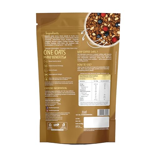 Image of Health Ninja High Protein Cold Coffee Oats | Cold Coffee Oats | 22% Protein, 11% Fibre | No White Sugar | Healthy Breakfast Oats