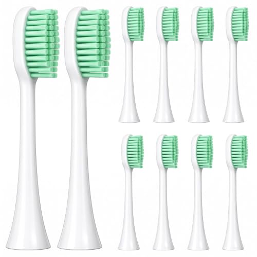 Image of Replacement Heads for Dada-tech E2 Toothbrush, 10 Pack(White Moderate) | Precisely fits dada-tech E2 Ultrasonic: replacement brush heads, varied colors, easy snap install, gentle gum care