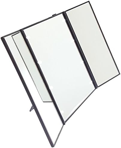 Novel Solutions Folded 3 Sides LED Lighted Comestic Mirror, Black, 12.2 x 1.3 x 15.4 cm