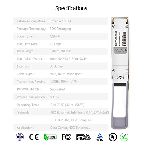 Image of 40GBASE-SR BiDi QSFP+ Optical Transceiver Module Compatible with Extreme 10329 40GBASE-SR Bi-Directional MMF 832nm - 918nm 150m Duplex LC