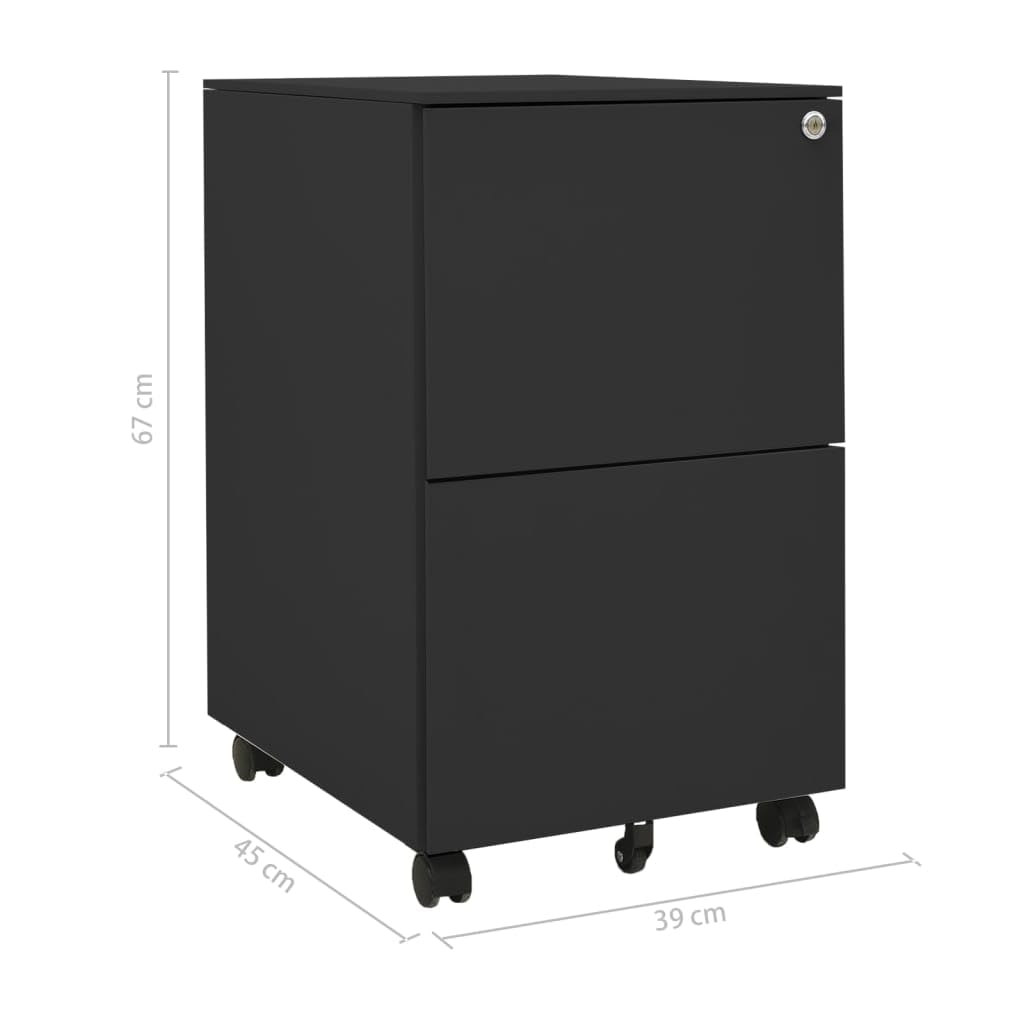 vidaXL Schedario Mobile Antracite 39x45x67 cm in Acciaio