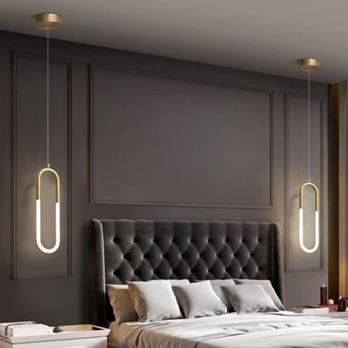 Lámpara moderna simples con iluminación LED y suspensión interior dorada para techo 5