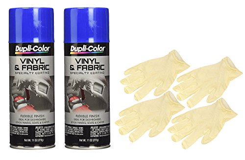 Dupli-Color Blue High Performance Vinyl and Fabric Spray (11 oz) Bundle with Latex Gloves (6 Items)