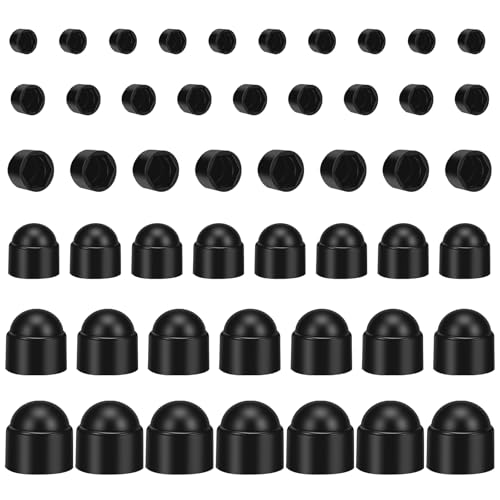 Sechskant Schutzkappen für Schrauben, 210 Stück Abdeckkappen für Muttern, M4/M5/M6/M8/M10/M12 Sechskant Hutmuttern Sortiment, Sechseckige Schraubenabdeckung Schwarz für Leiterplatten Außenbereich
