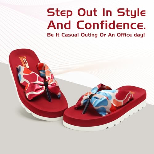 Image of DOCTOR HEALTH SUPER SOFT Women Stylish Bow Platform Slippers | Soft Cushioned Casual Flip Flops | Lightweight Comfortable Everyday Wear Sandals for Indoor Outdoor Use