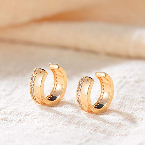 Vacrona Ear Cuff For Women Snake Earrings 14K Gold Plated Earrings Round Clip On Cz Ear Hoop Sparkling Non-Pierced Earrings Helix Wrap Ear Stud Hypoallergenic Earrings For Ear Jewelry Gifts #TOP2