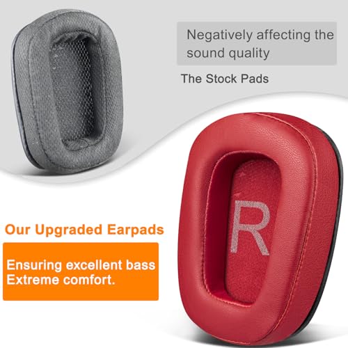Image of SOULWIT Protein Leather Ear Pads Cushions Replacement for Logitech G35 G930 G933 G935 G633 G635 G533 G430 G431 G432 G433 Gaming Headset, Earpads for G332 G230 G231 G233 Headphones - Red