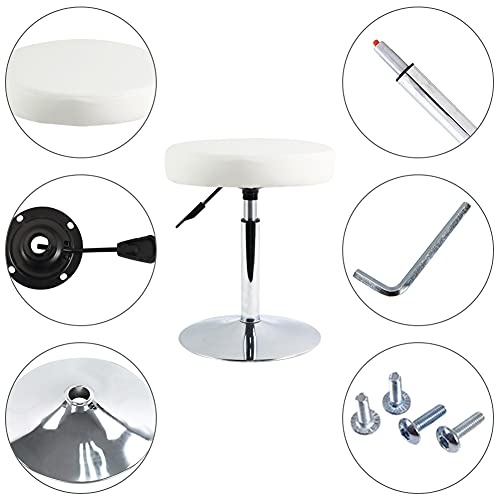 Image of FURWOO White Short Shop Stool - Height Adjustable Swivel Chair Stool for Office,SPA,Salon,Manicure and Tattoo Stations Small