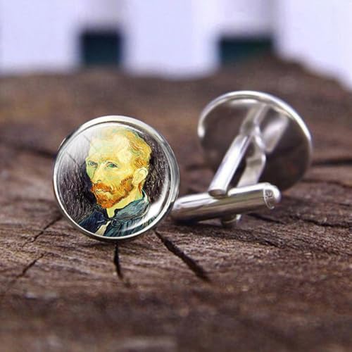 Mancuernillas para camisa Van Gogh Starry Night en plata miniatura 6