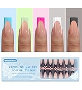 Dsixnails French Soft Gel Nail Tips, 5 Colors Long Square French Tip Press on Nails, Long Lasting...