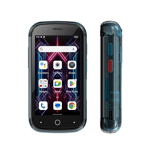 Image of Unihertz Jelly Star Mini Smartphone 3 Inch Smallest Tiny 4G Cell Phone Android 13 Transparent Design LED Light NFC OTG 8GB RAM 256GB ROM (Blue) Compatible with T-Mobile and Verizon only