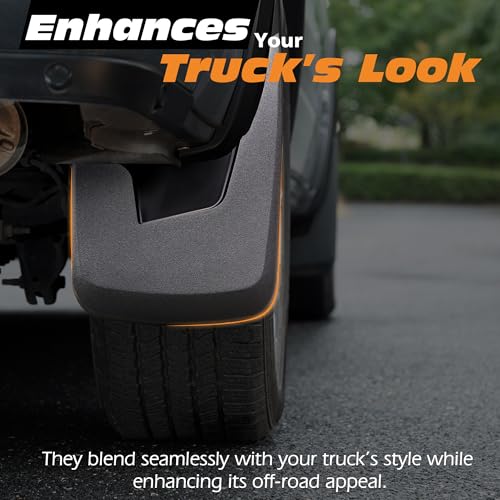 Image of Mud Flaps for Trucks | Fits 2009-2018 Dodge Ram 1500 with Fender Flares, Front & Rear Splash Mud Guards, 4PC-Black