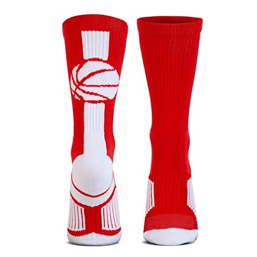 ChalkTalkSPORTS Basketball Socks – Performance Basketball Crew Sock – Men Women – Superelite – Red and White