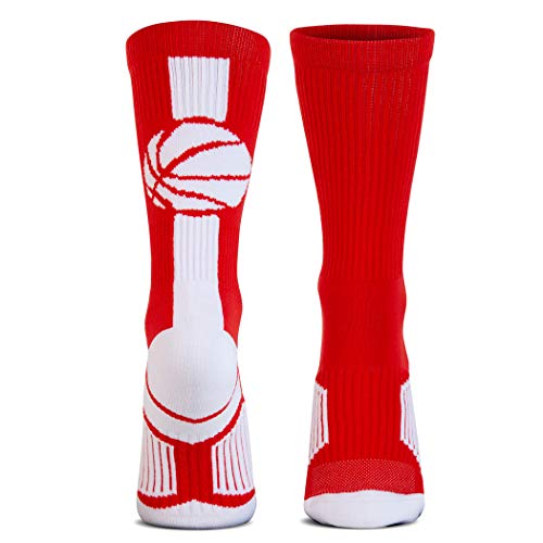 Image of ChalkTalkSPORTS Basketball Socks - Cushioned Mid-Calf Crew - Youth & Adult | Moisture-Wicking Performance Blend, Athletic Basketball Gear, Stay-Up Technology, Arch Support, Breathable, Boys and Men