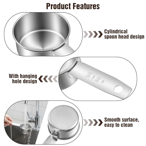 60 ml taza medidora x2 acero inoxidable plata miniatura 3