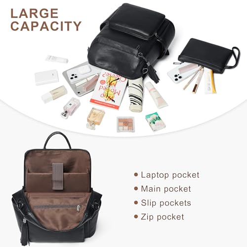 Image of Shrrie Vegan Leather Laptop Backpack for Women 15.6 inch Work Backpack Fashion Travel Backpack Purse for Travel College Work