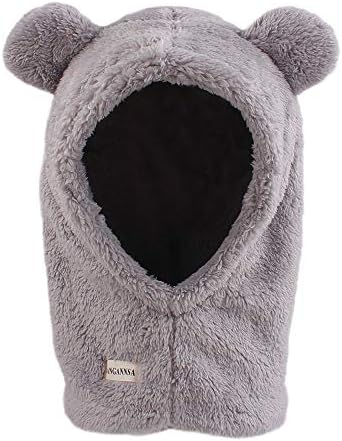 Baby Girls Winter Hat Boys Warm Scarf Hat Kids Thick Earflap Hood Cap with Ear 6M-7T (Gray,S)