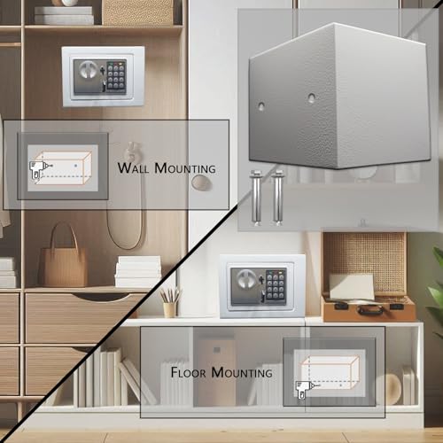Yuanshikj Electronic Deluxe Digital Security Safe Box Keypad Lock Home Office Hotel Business Jewelry Gun Cash Use Storage (Silver 1) - Thumbnail 3