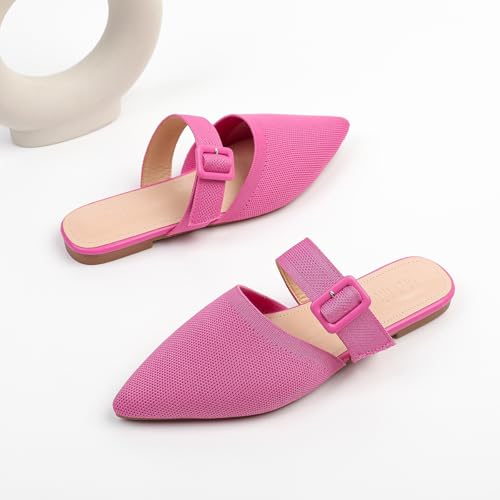 Image of Pointed Toe Mules for Women Flats，Slip On Mules Backless，Wide Width Mules，Mule Slides Flats Sandals