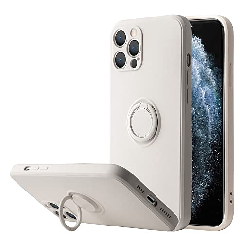 Support bague magnétique en silicone pour iPhone 11 à 13 Pro Max Blanc Antique