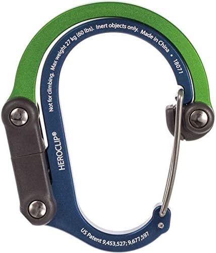 HEROCLIP Hybrid Gear Clip - (Medium) Carabiner Rotating Hook Clip Non-Locking Strong Clips for Camping Fishing Hiking Travel Backpack Outdoor Aluminum D Ring Hooks
