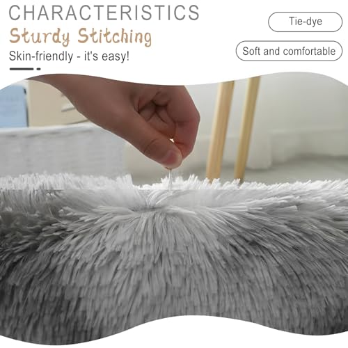 Qixuer WC Vorleger Set 4-teilig mit Ausschnitt, rutschfeste Badezimmermatte 40x60+40x50+40x40+40x80cm, waschbare Badteppiche aus Polyester in Hellgrau – Bild 4