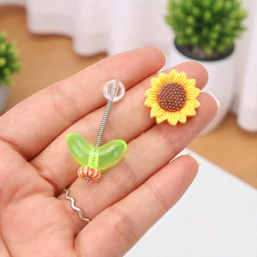 Image of 10 pcs Sunny Vibe Sunflower Ornaments for Car Bobbleheads Accessories Dashboard Decoration - Hippie Cute Funny Natural Shaking Mini Sunflower Plant with Paste DIY Decor Helmet Hairclip Head Mirror