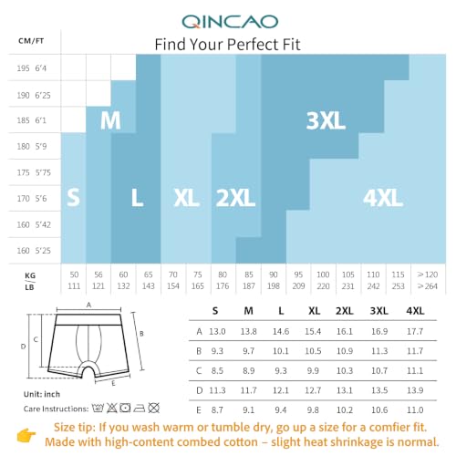QINCAO Boxer Shorts Mens 6 Pack, No Itchy Labels, Cotton Underwear Retro Trunks, Underwear Gift Set - 6