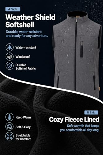 Image of REIMER | Men Softshell Vest Waterproof Windproof Thermal Neoprene Sleeveless Elegant Breathable Fit Zipper Pockets