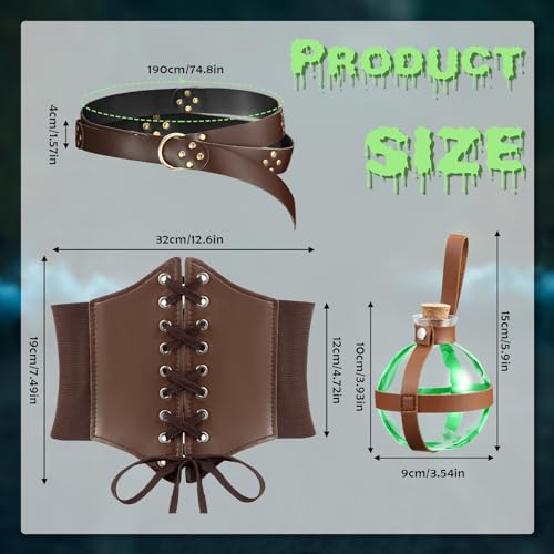 Zhanmai Renaissance Corset Leather Potion Belt with Potion Bottle Medieval Witch Viking Pirate Ren Fair Costume Accessories2