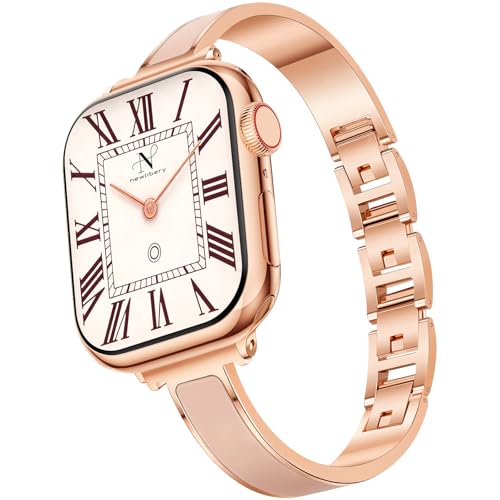 Bracelet de montre fin or rose femme compatible iWatch 10