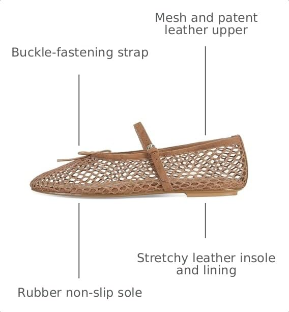 Image of MICIFA Women's Mesh Ballet Flats Fishnet Ballerina Flats Buckle Strap Mary Jane Causal Daily Dress Shoes