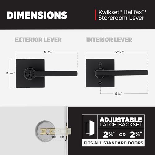 Image of Kwikset Halifax Keyed Storeroom Entry Door Handle with Lock and Key, Secure Keyed Reversible Lever Exterior, Front Entrance and Bedrooms, Matte Black, Pick Resistant SMT Rekey Security and Microban