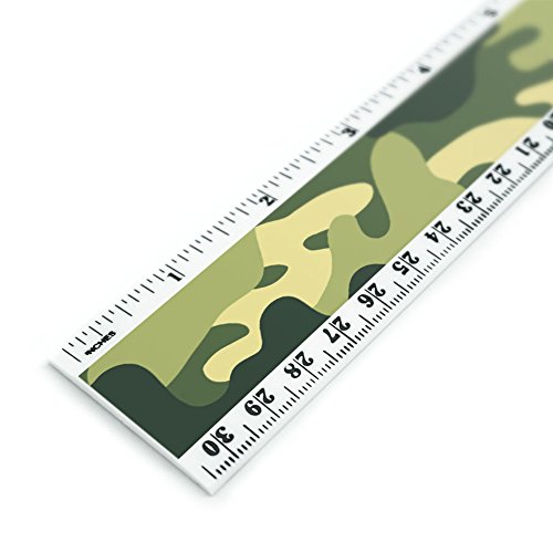 Green Camouflage Pattern 12 Inch Standard and Metric Plastic Ruler