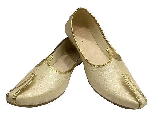 Mens Cream Gold Handmade Shoes Sherwani Shoes Achkan Shoes Etnic Mojri Khussa Juti2